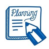 Planning written in pencil on paper