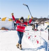 golfer on the frozen lake