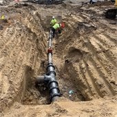 Watermain connection at Manitoba Avenue, looking east on Lake Street