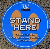 Social distance floor marker at City Hall and the motor vehicle department. 