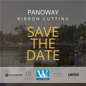 save the date with lakewalk image in the background
