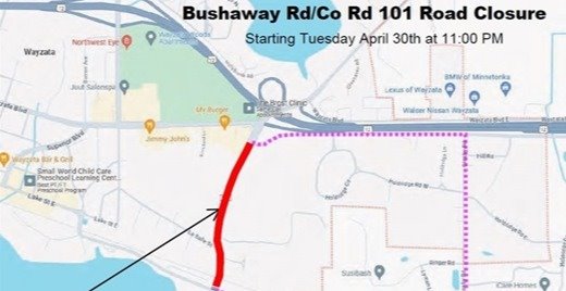 bushaway road closure map