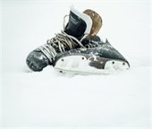 hockey skates in the snow