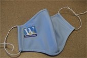 blue face mask with wayzata logo. 