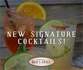 photo of 3 cocktails that says "New Signature Cocktails!"