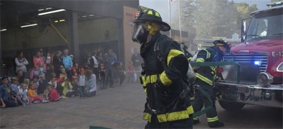 fire demonstration in front of kids