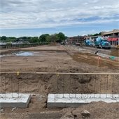 Looking west, at the new Plaza Park taking shape
