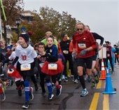 people running a race in costumes