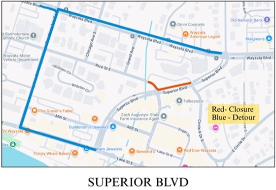 Superior Blvd Road Closure Map