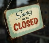 sorry we're closed sign