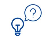 Icon of lightbulb and a question mark in word bubble