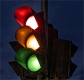 traffic signal at night