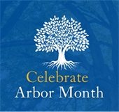 celebrate arbor month and a graphic of a tree