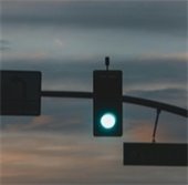 traffic signal at night
