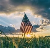 American flag in the grass