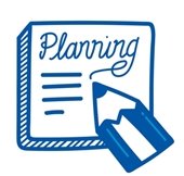 paper and pencil graphic that says planning