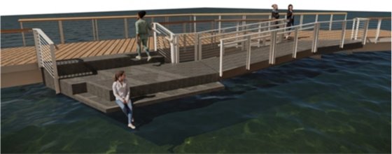 rendering of a step down off of the lakewalk in wayzata