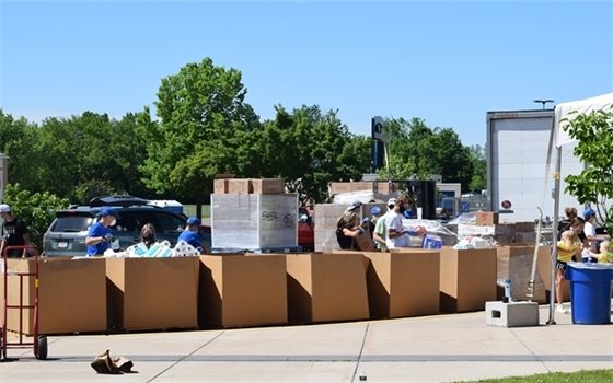Boxes of food for stack the semi food drive