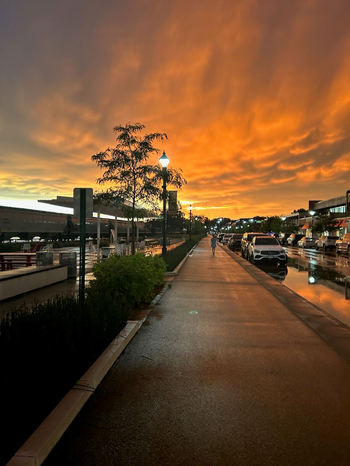 orange sunset over downtown wayzata 